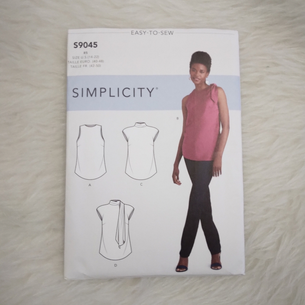 SIMPLICITY S9045 Sz 14-22 Misses Top With Neckline Variations EASY